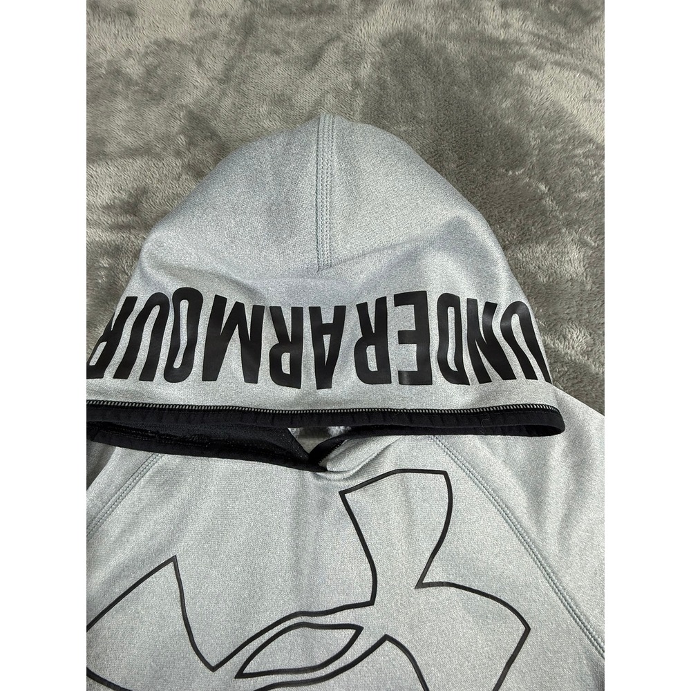 Under Armour Gray Hoodie Coldgear Loose Fit Logo Big Logo Boys Youth Medium M - Picture 5 of 10